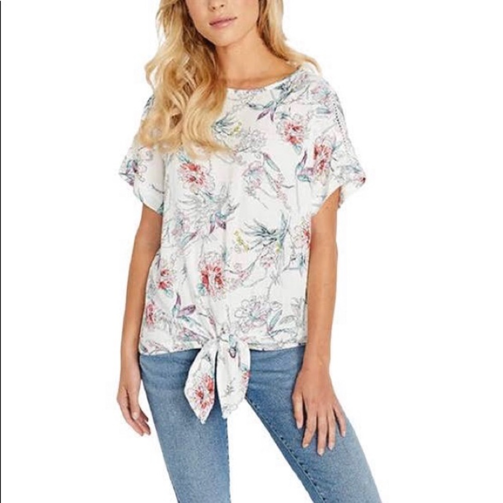 White floral print shirt